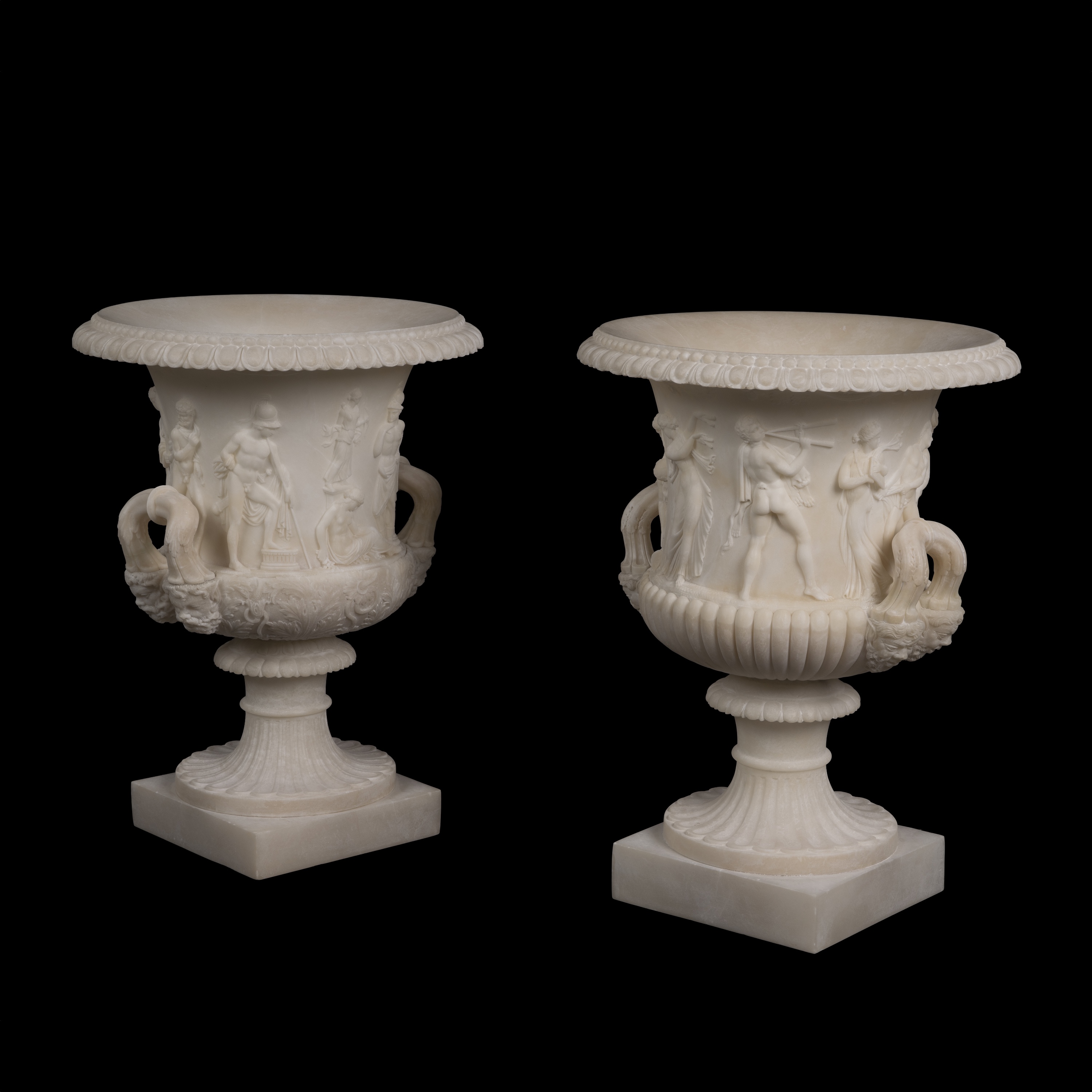 A Pair of Italian Alabaster Medici & Borghese Vases