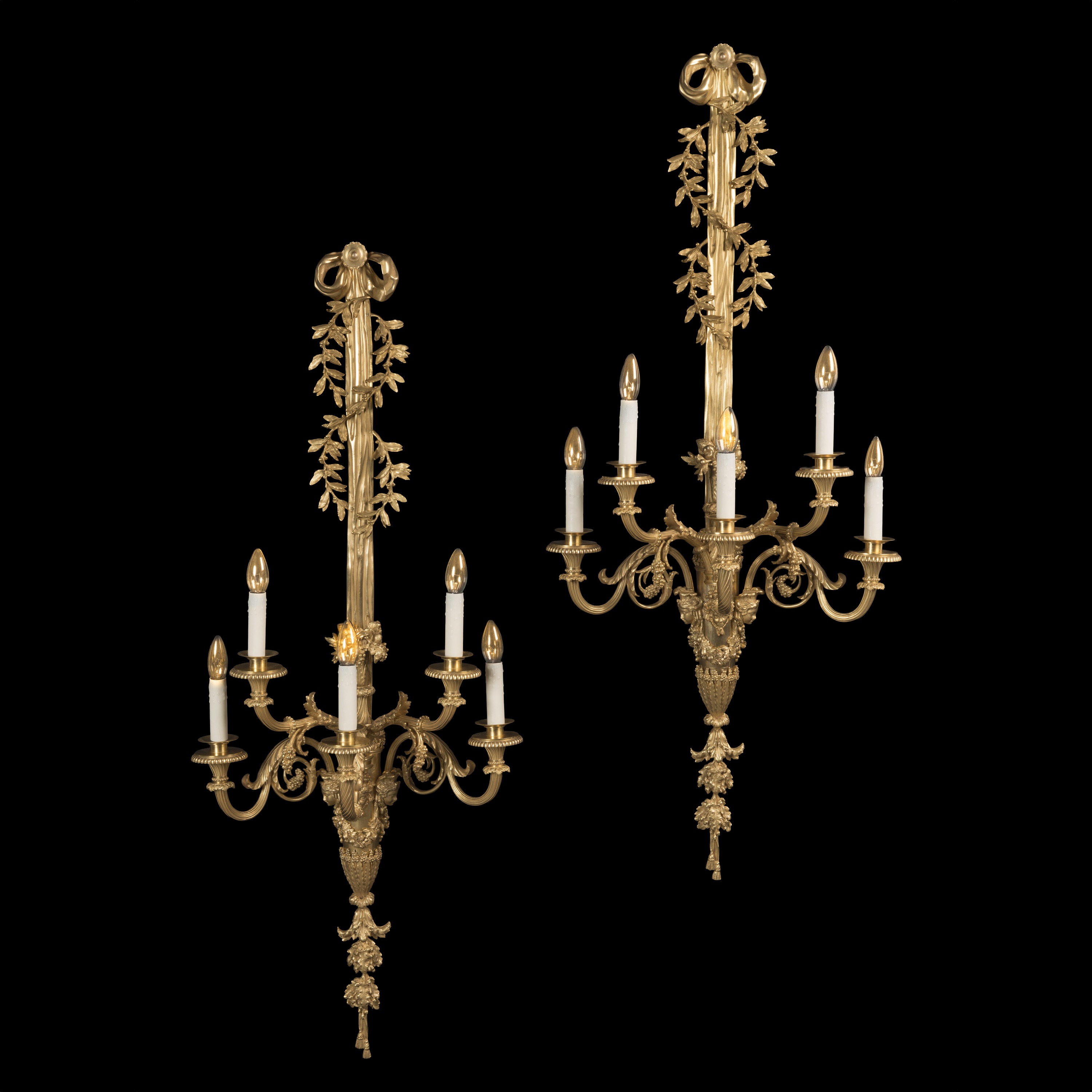 A Rare Oversized Pair of Ormolu Wall Lights in the Louis XVI Manner