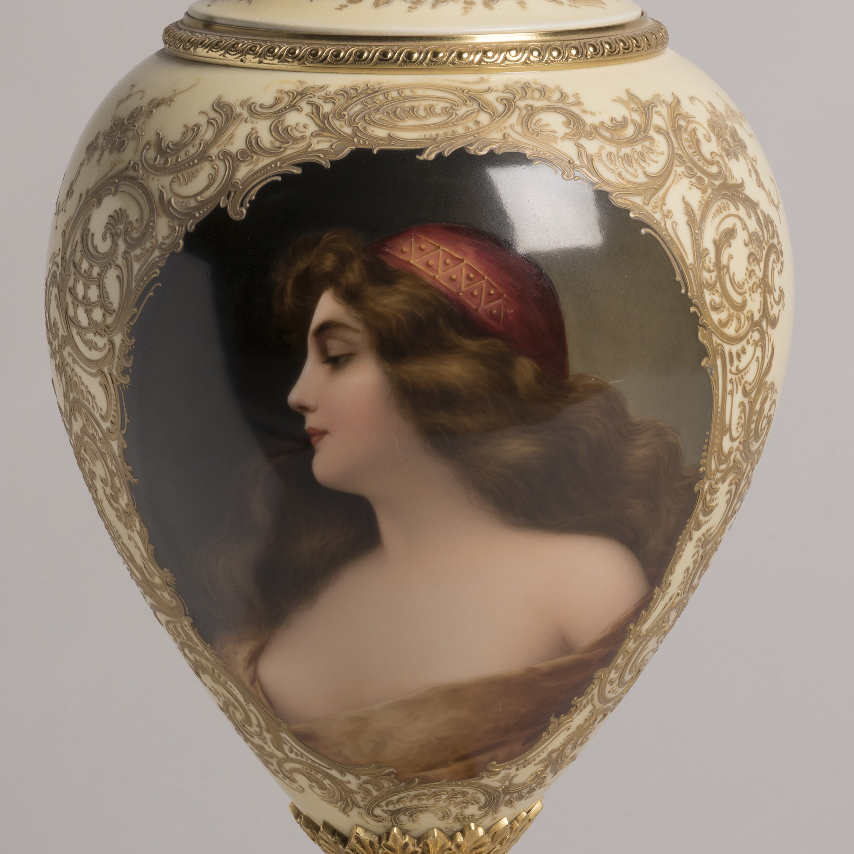 A Large Viennese Porcelain & Parcel Gilt Vase