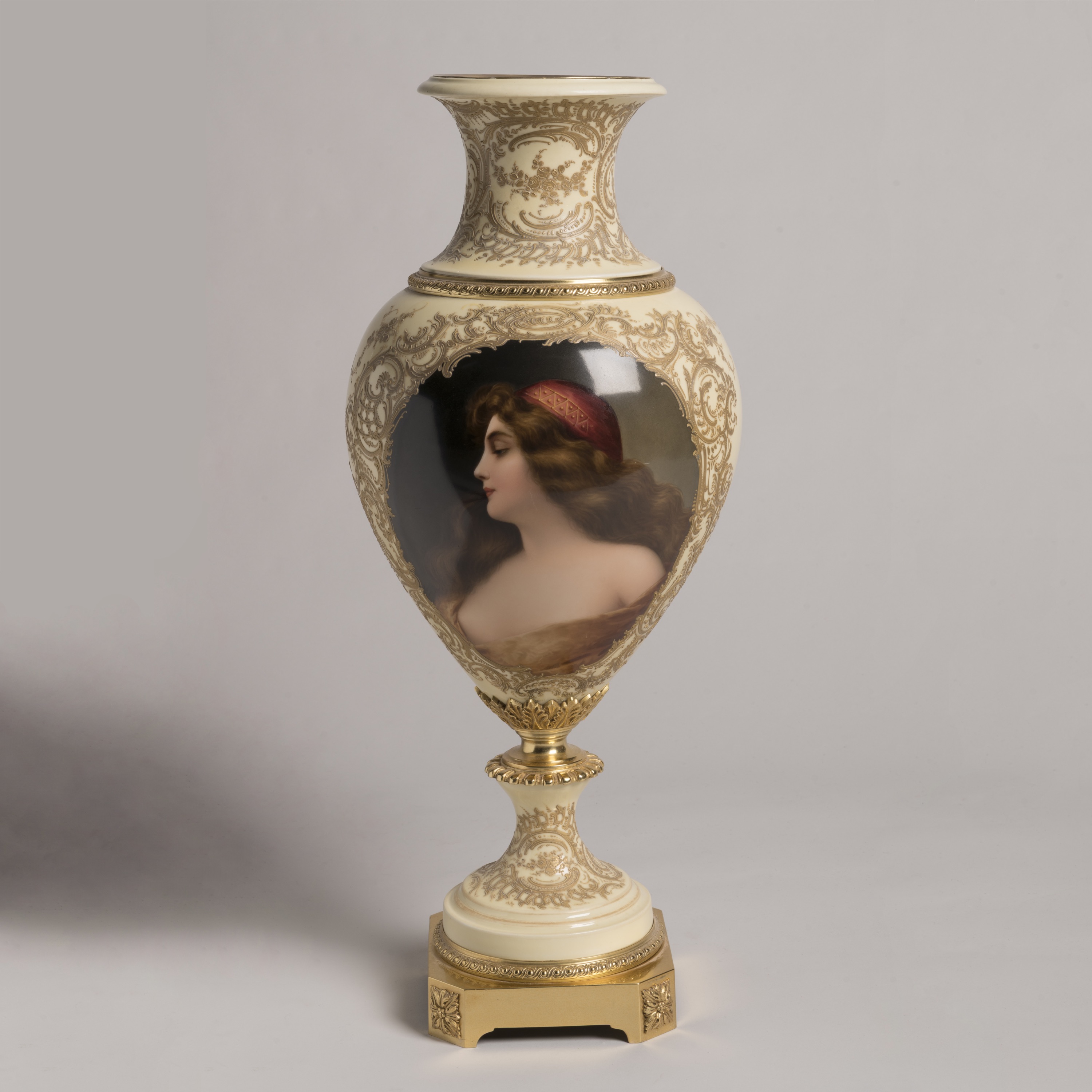 A Large Viennese Porcelain & Parcel Gilt Vase