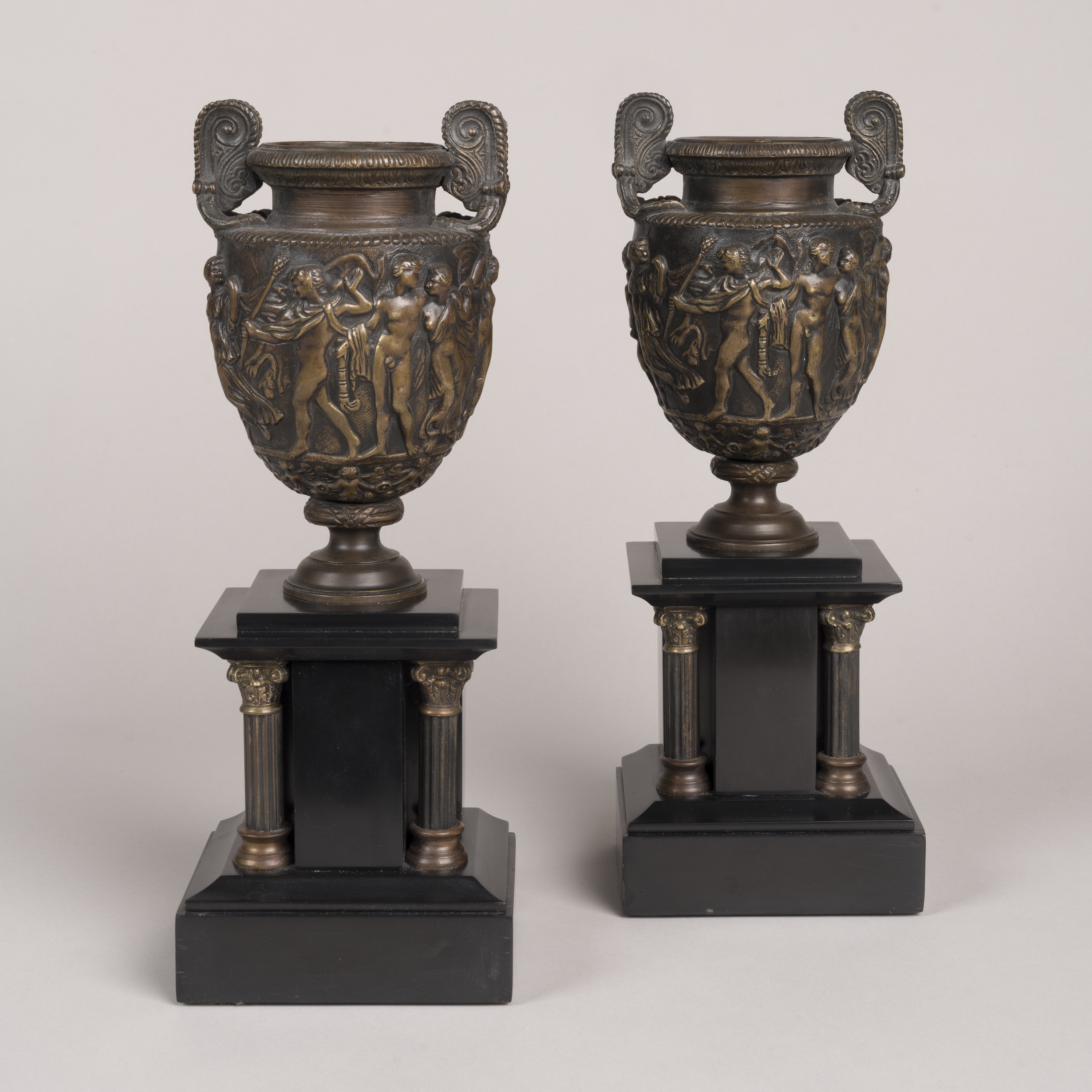 A Pair of Patinated Bronze Models of the Townley Vase