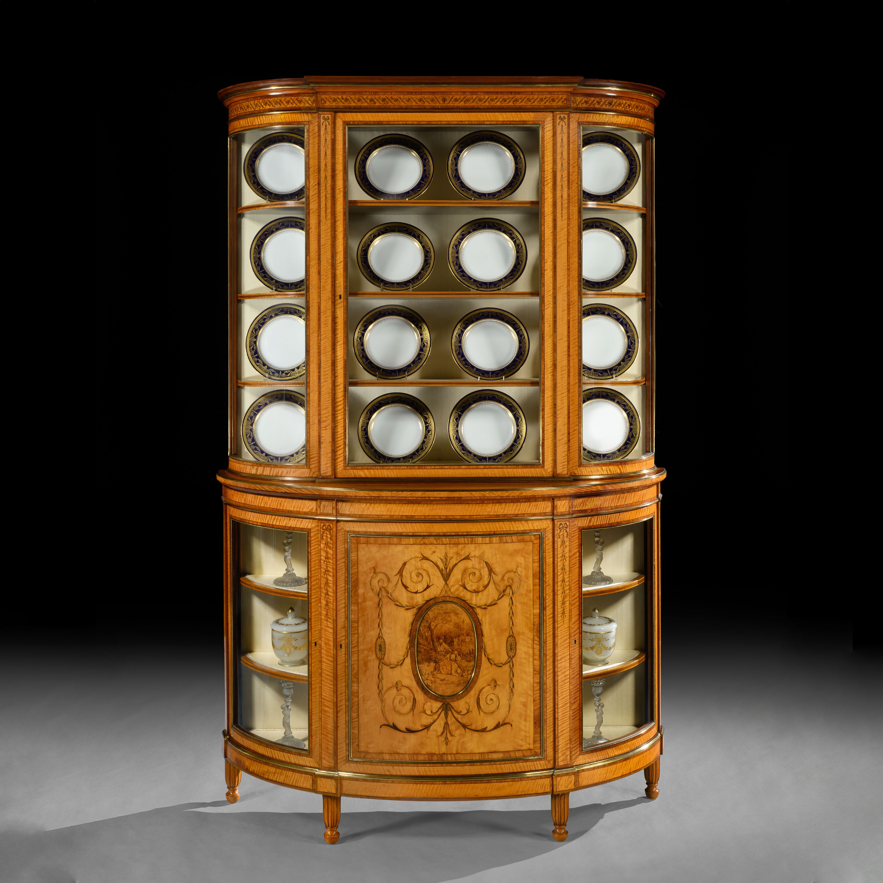 An Adams Revival Satinwood Display Cabinet