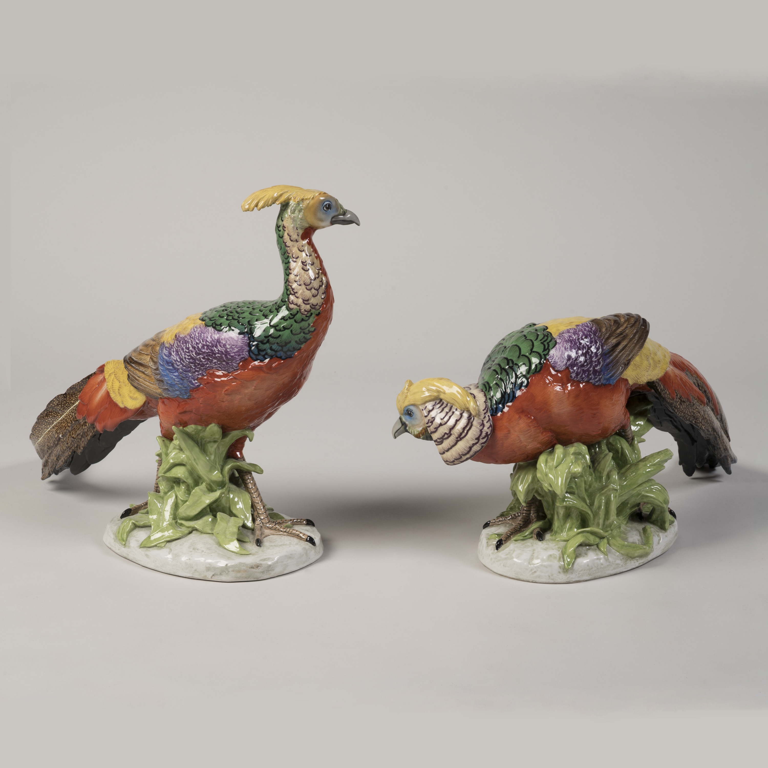 A Magnificent and Imposing Pair of Porcelain Golden Pheasants