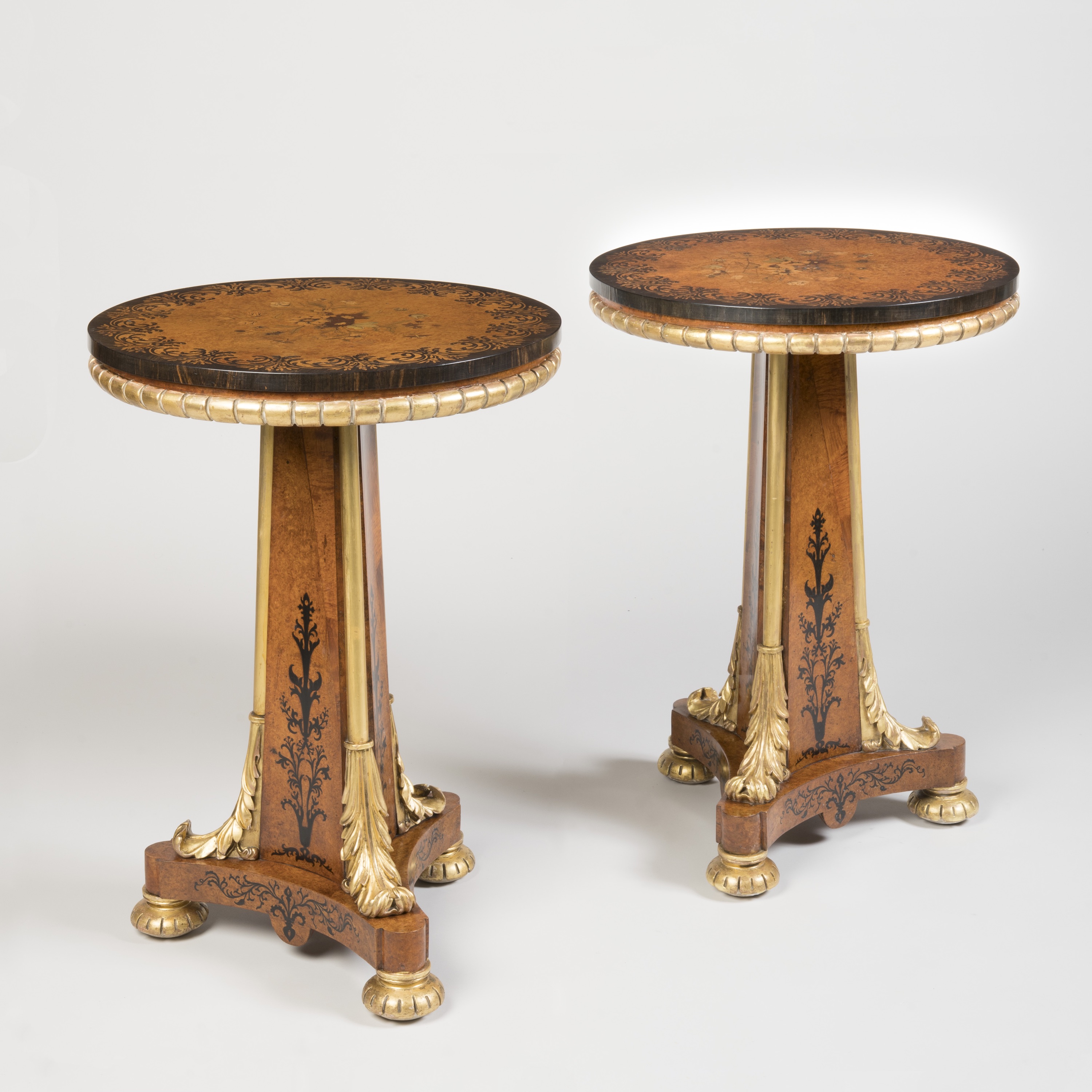 A Pair of William IV Period Amboyna Occasional Tables Attributed to T & G Seddon