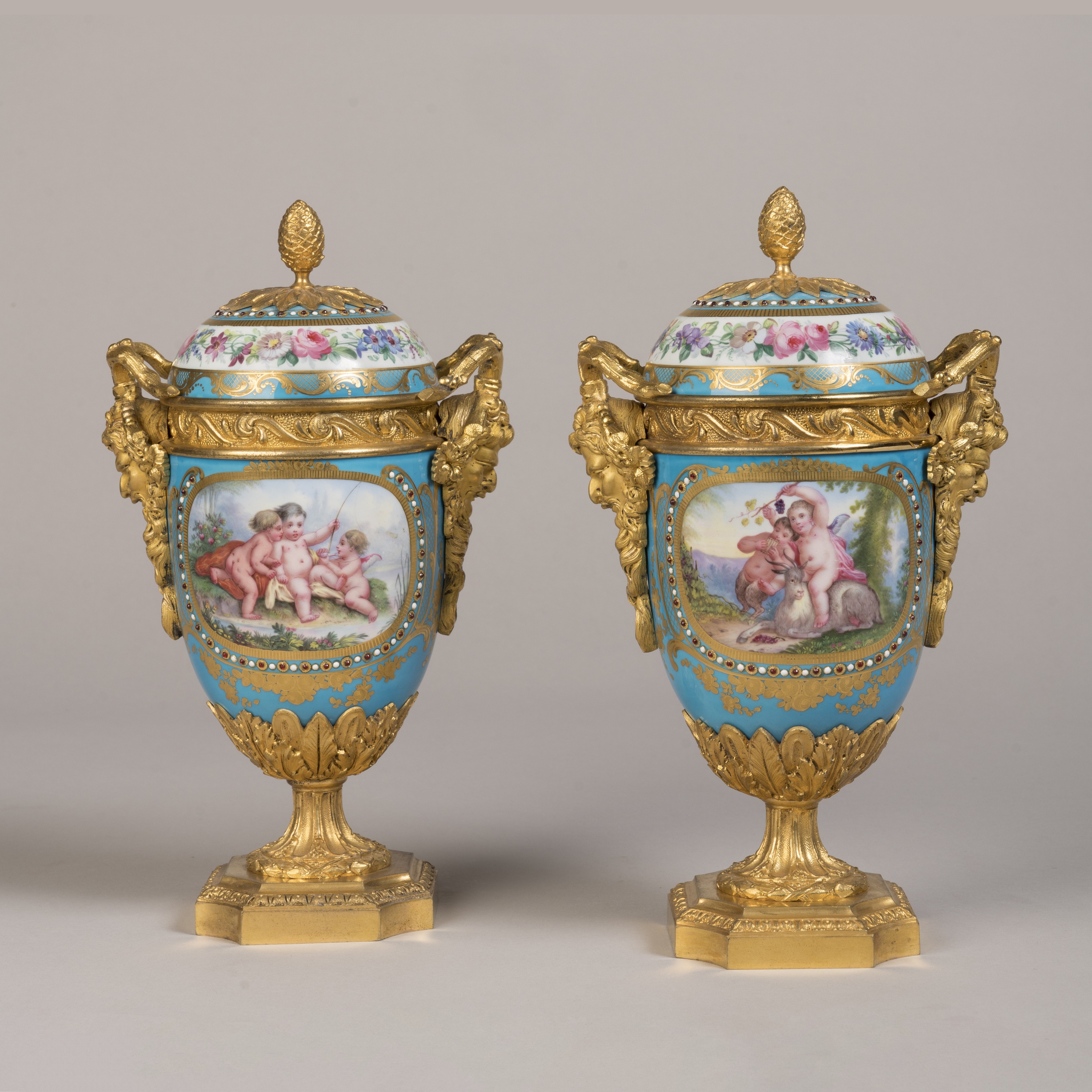 A Pair of Ormolu-Mounted Sèvres Style Vases