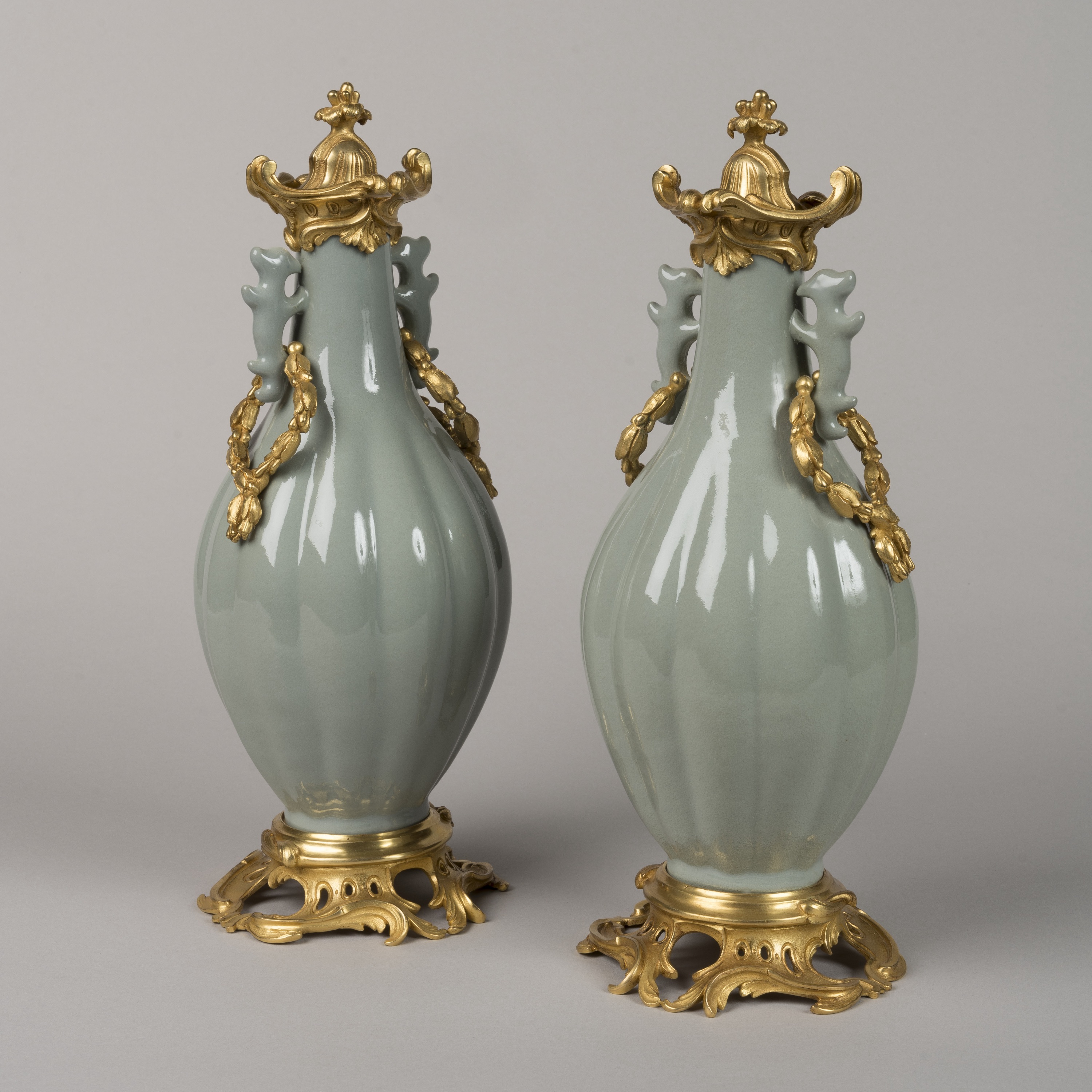 A Pair of Ormolu-Mounted Porcelain Vases In the Louis XV Style