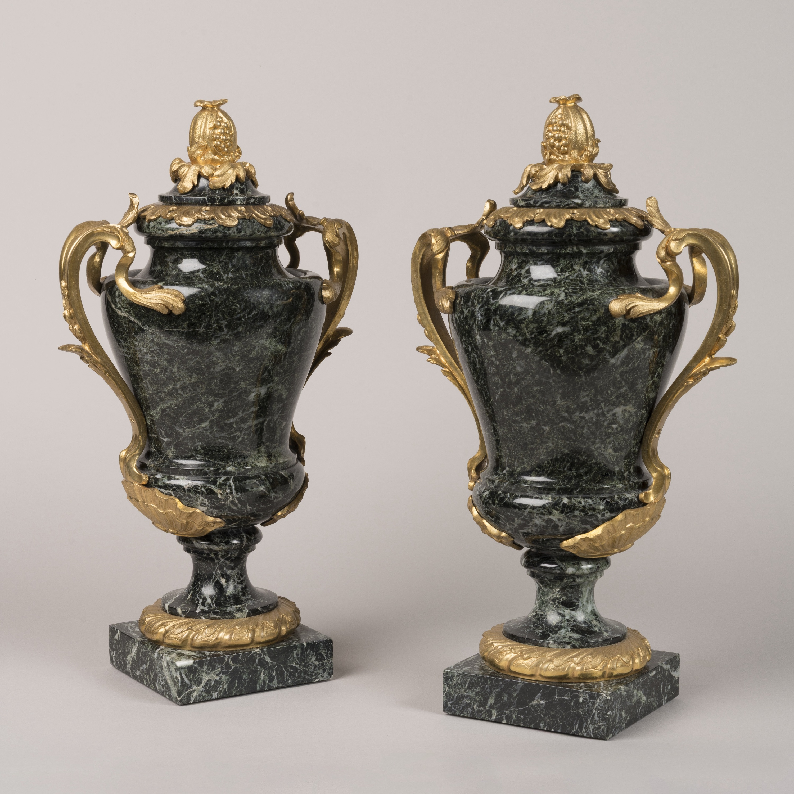 A Pair of Ormolu-Mounted Marble Vases In the Louis XV Style