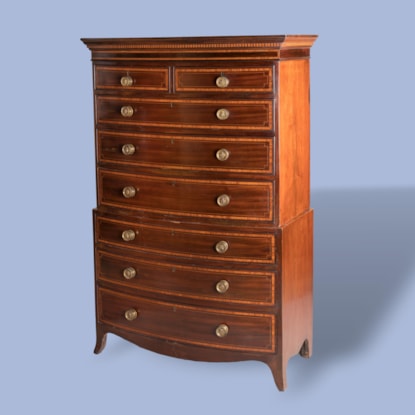 A Bow-Fronted Mahogany Chest on Chest