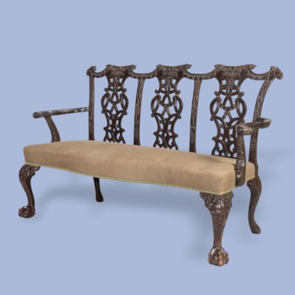 A Chippendale Style Carved Mahogany Sofa