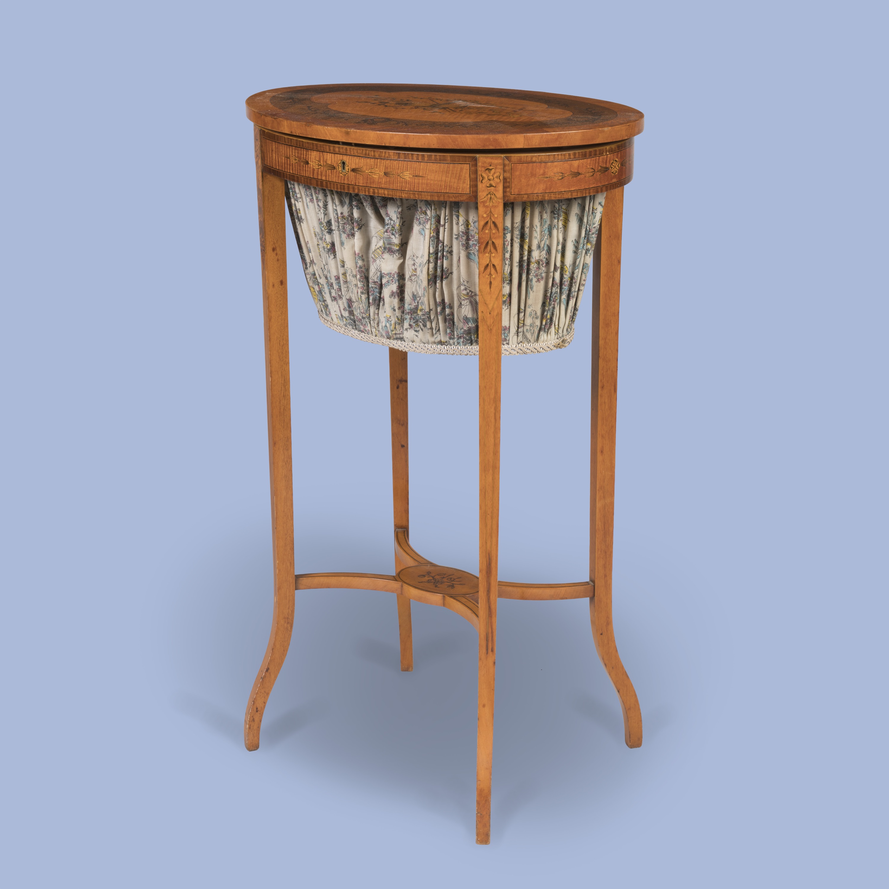 An Oval Satinwood Workbox