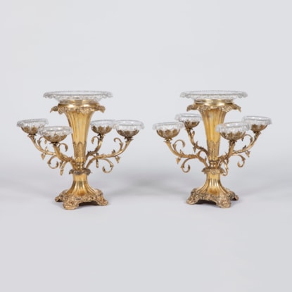 A Pair of Victorian Silver Gilt Plated Epergnes