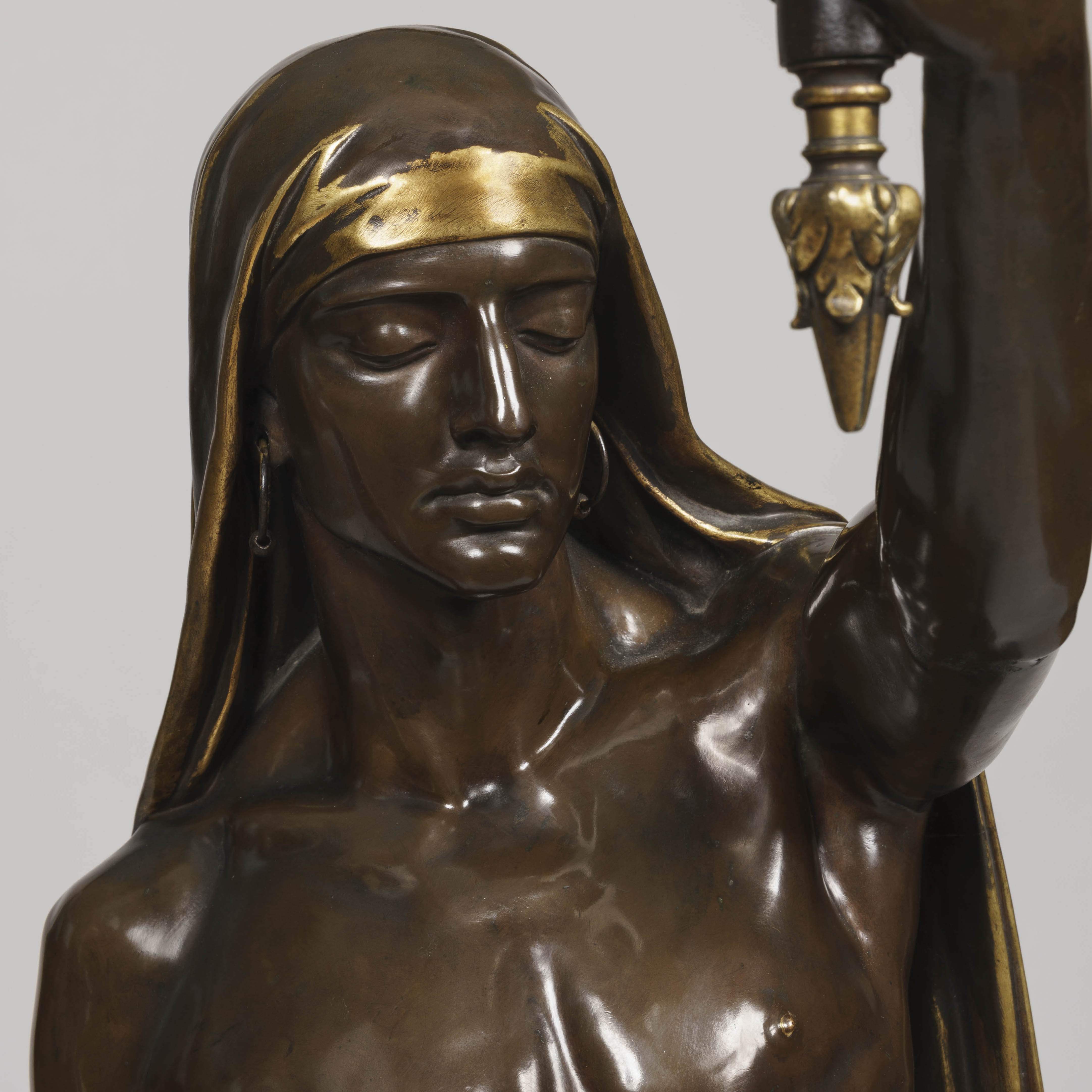 A Pair of Figural Porte-Lumières, Cast by Barbedienne