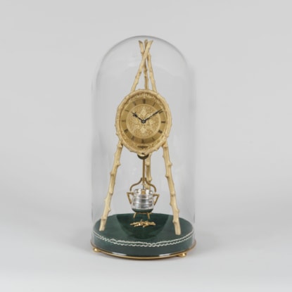 An Extraordinary Rustic Tripod Table Clock by Thomas Cole