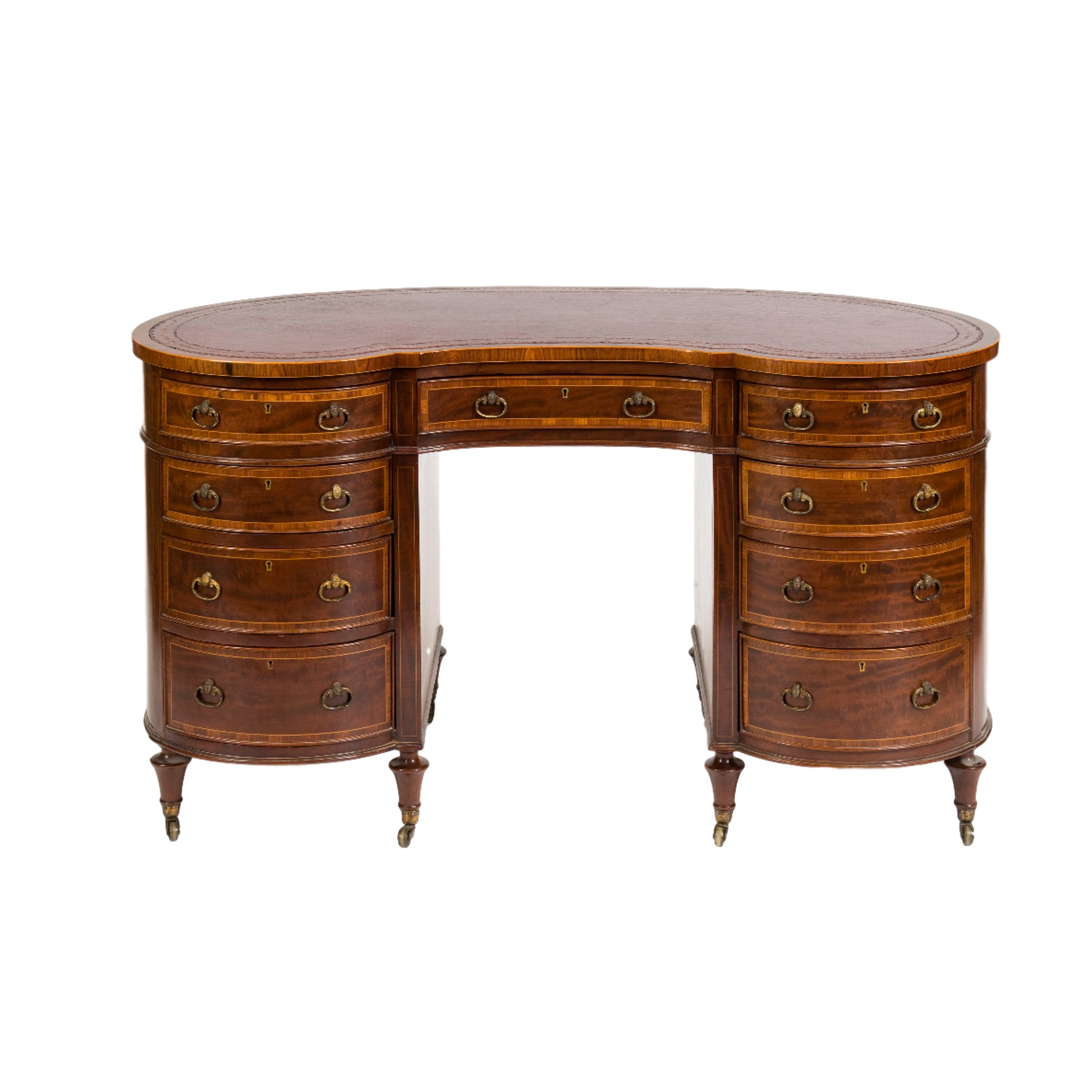 A Mahogany Kidney Shaped Desk by T Willson