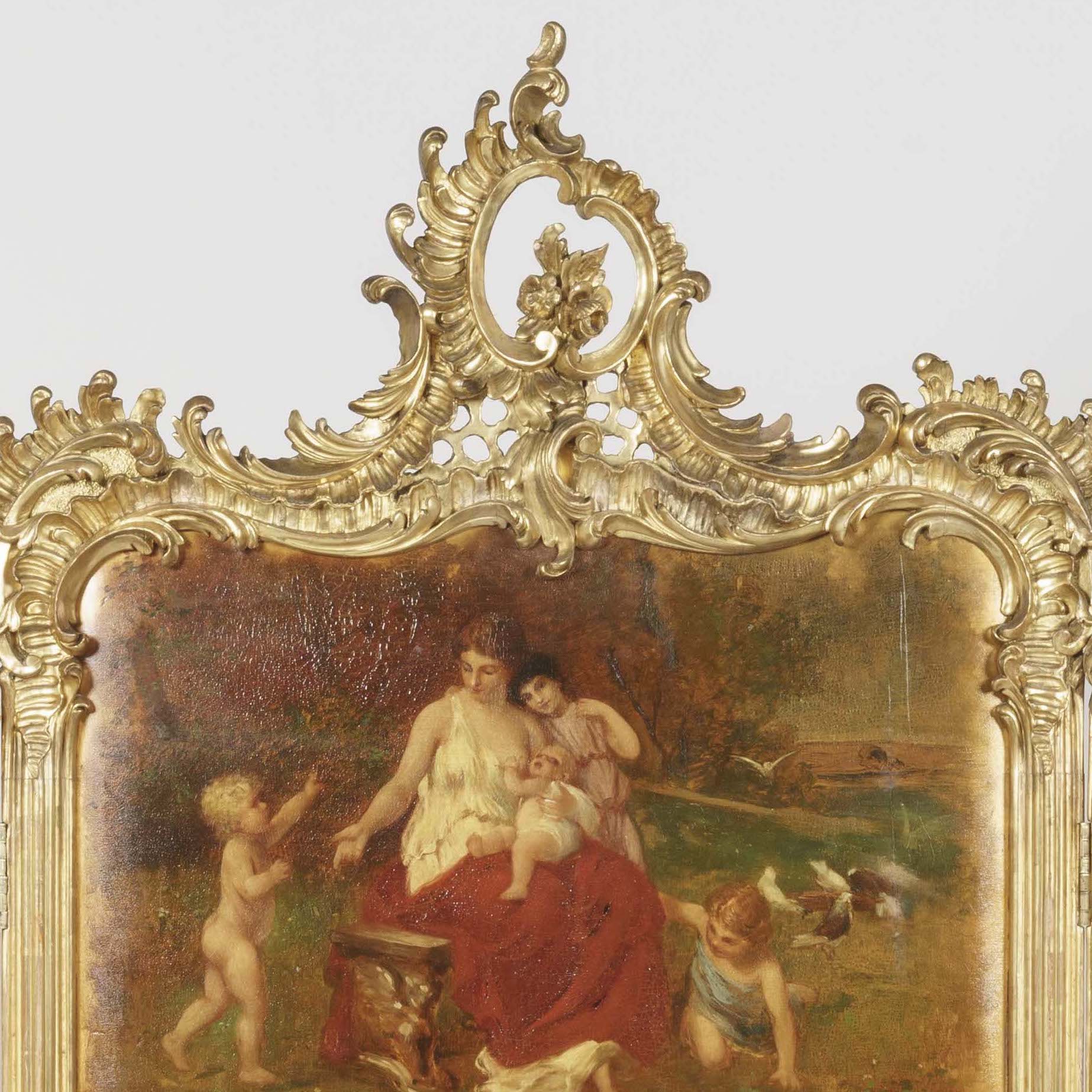 A Three-Fold Vernis Martin Screen In the Louis XV Manner