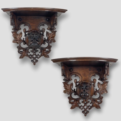 A Pair of Carved Wall Étagères from the Black Forest