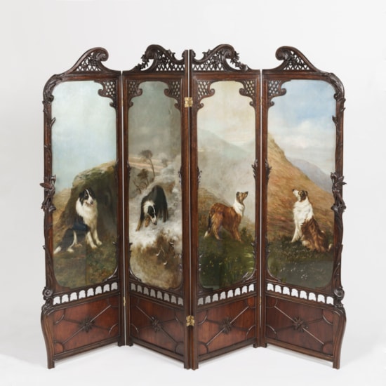 A Rare Four-Fold Screen The panels by Maud Earl