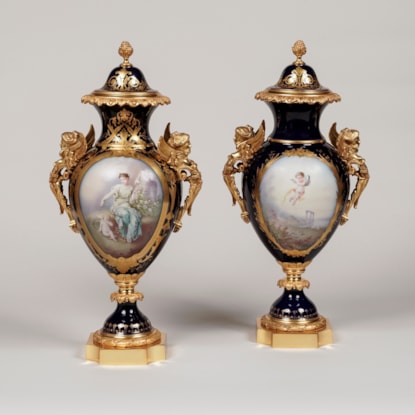 Pair of Ormolu-Mounted 'Sèvres' Porcelain Vases