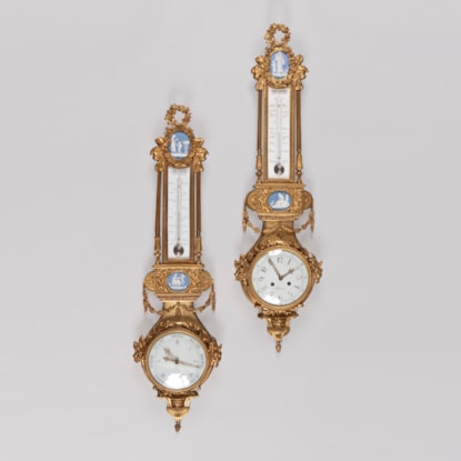 A Fine Quality Clock & Barometer Set by Carcany & Robin, after models on exhibition in the Louvre Museum, Paris