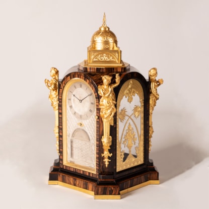 A Superb Coromandel-Veneered Mantle Clock by Thomas Cole