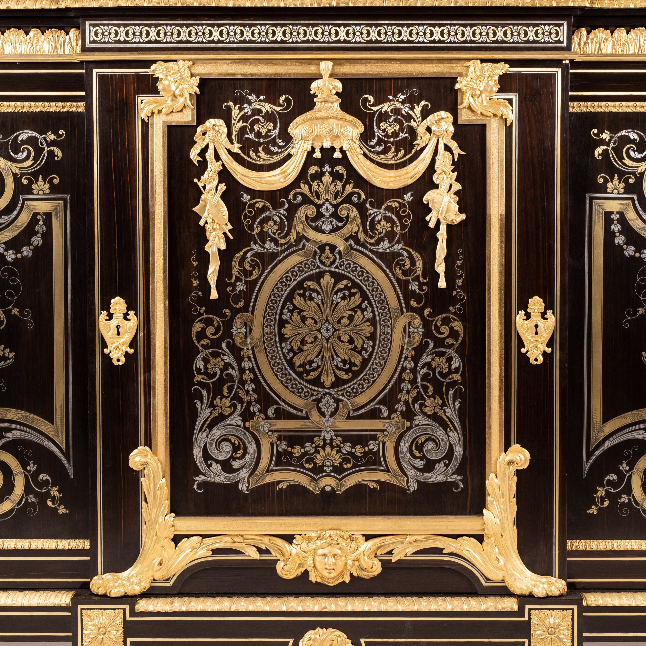 An Impressive Marquetry Inlaid Cabinet In the Louis XIV Manner
