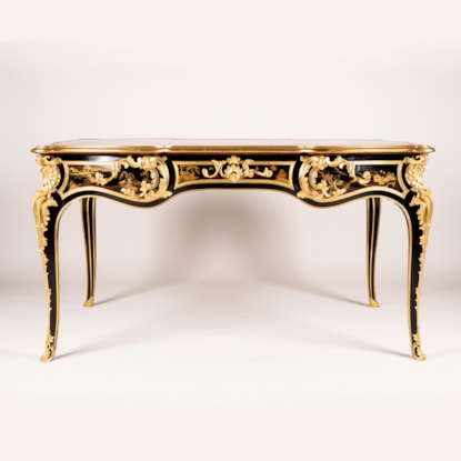 A Lacquer-Mounted Bureau Plat In the Louis XV Style by Beurdeley