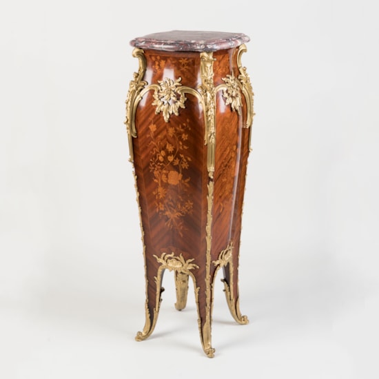 A Marquetry-Inlaid Pedestal in the Louis XV Style by François Linke