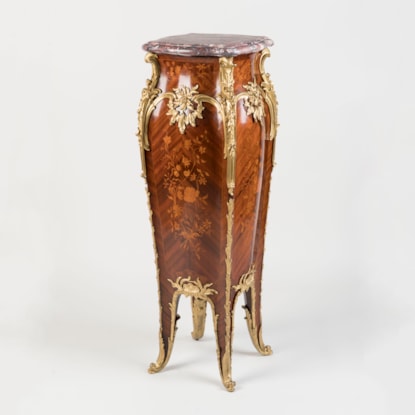 A Marquetry-Inlaid Pedestal in the Louis XV Style by François Linke