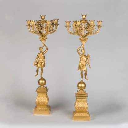 A Pair of Restauration Period Ormolu Candelabra