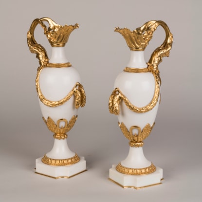 A Pair of Ormolu-Mounted Marble Vases In the Louis XVI Style
