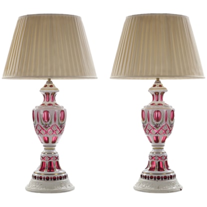 A Pair of Bohemian Crystal Vase Lamps