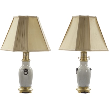 A Pair of Chinese Crackleware Lamps