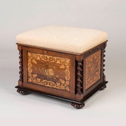 A Rosewood and Marquetry Inlaid Stool