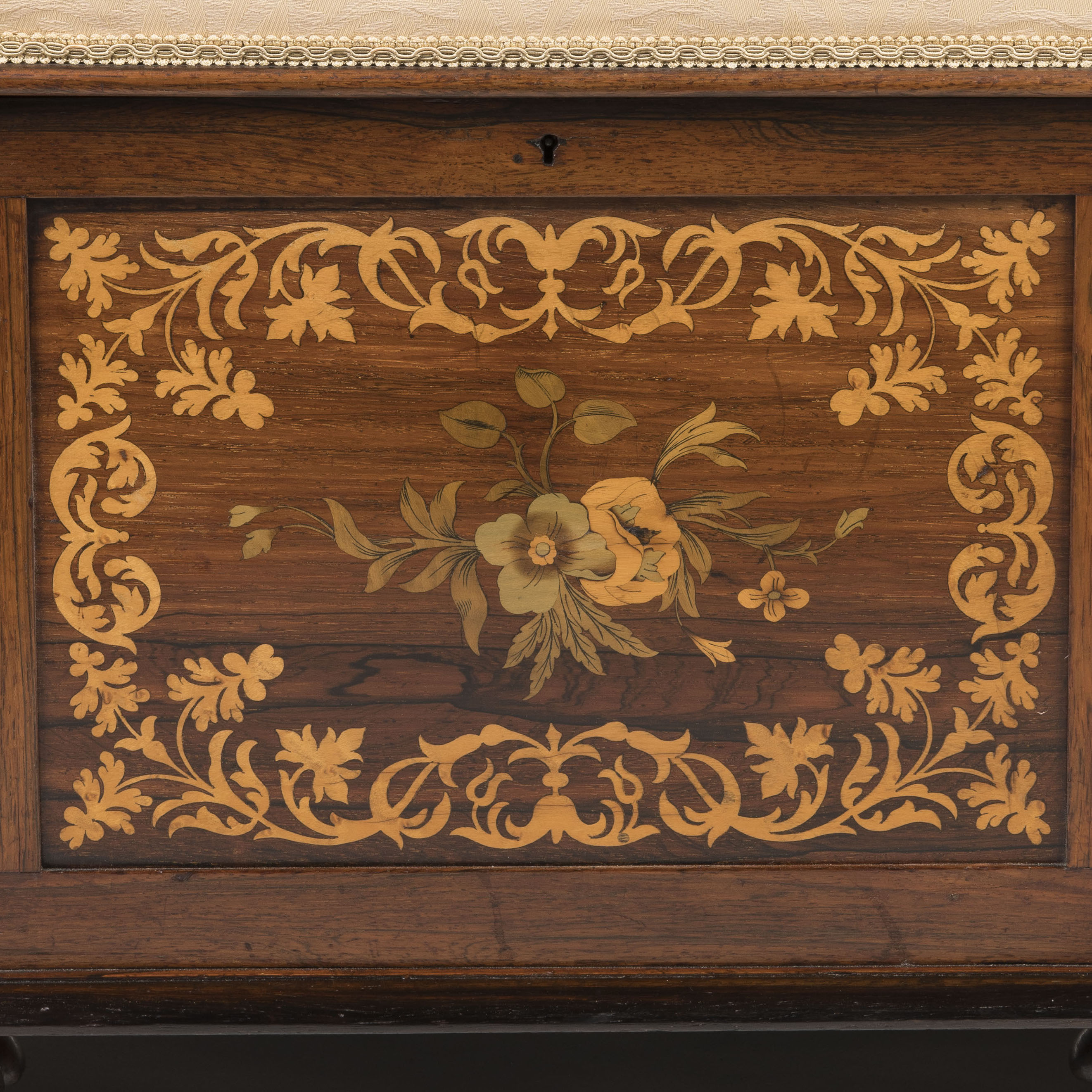 A Rosewood and Marquetry Inlaid Stool