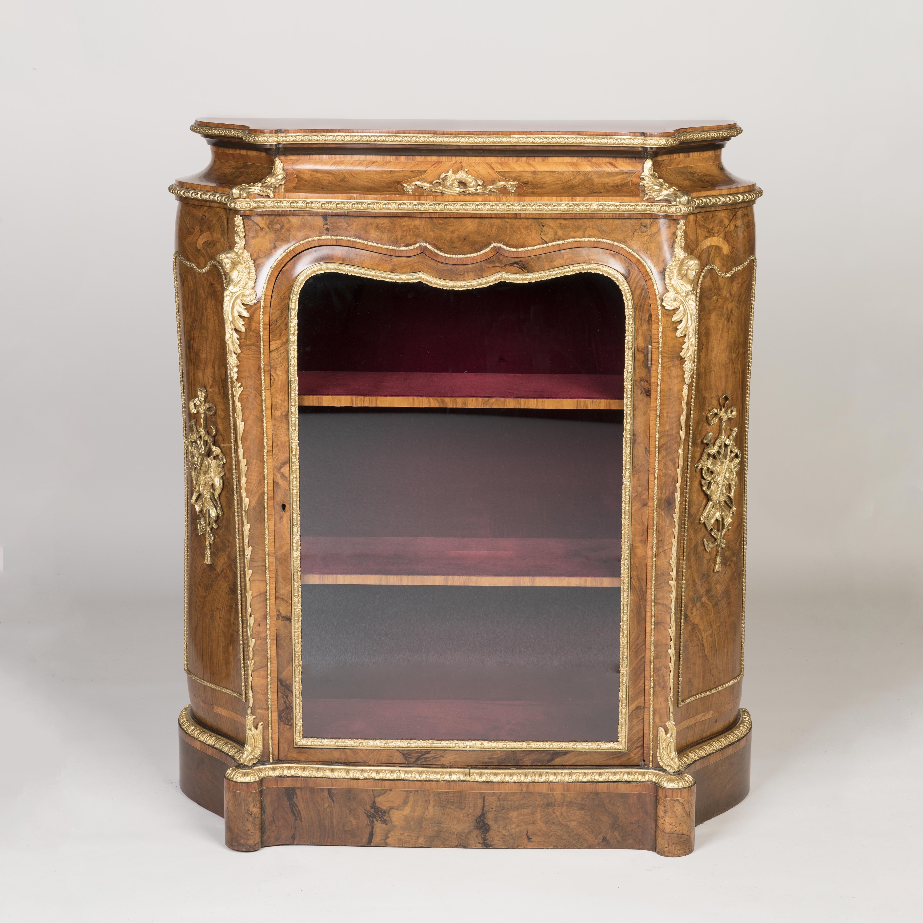 A Pair of Burr Walnut Cabinets By Gillows