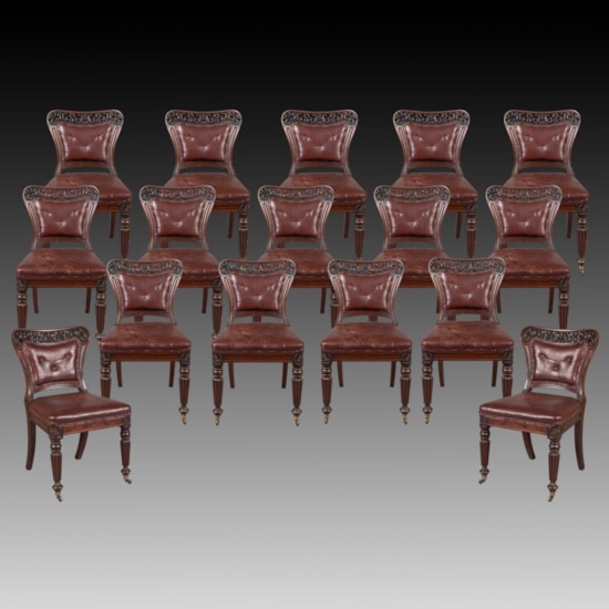 A Set of Sixteen Late Georgian Dining Chairs Attributed to Gillows