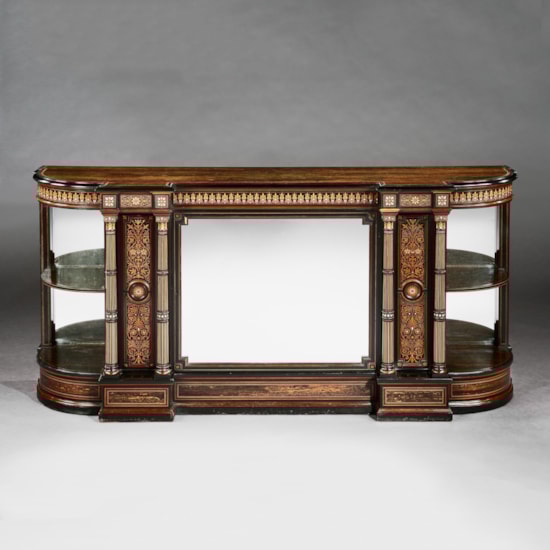A Matched Pair of Drawing Room Cabinet of the Aesthetic Period attributed to Jackson & Graham