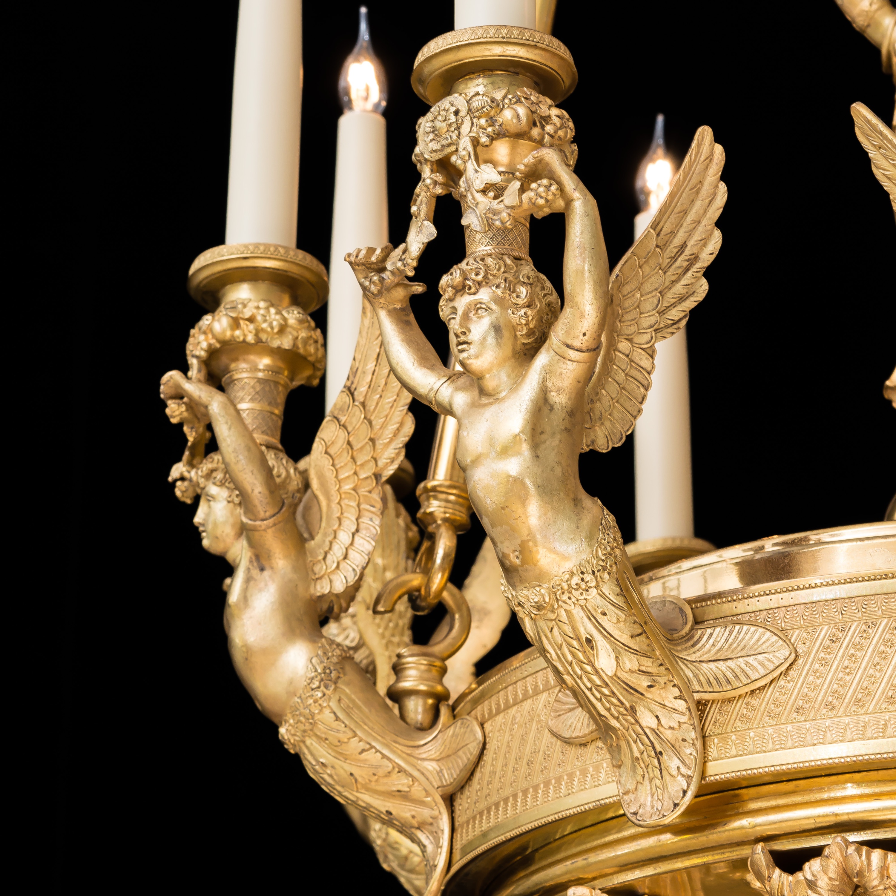 A French Empire Style Ormolu 10-Light Chandelier