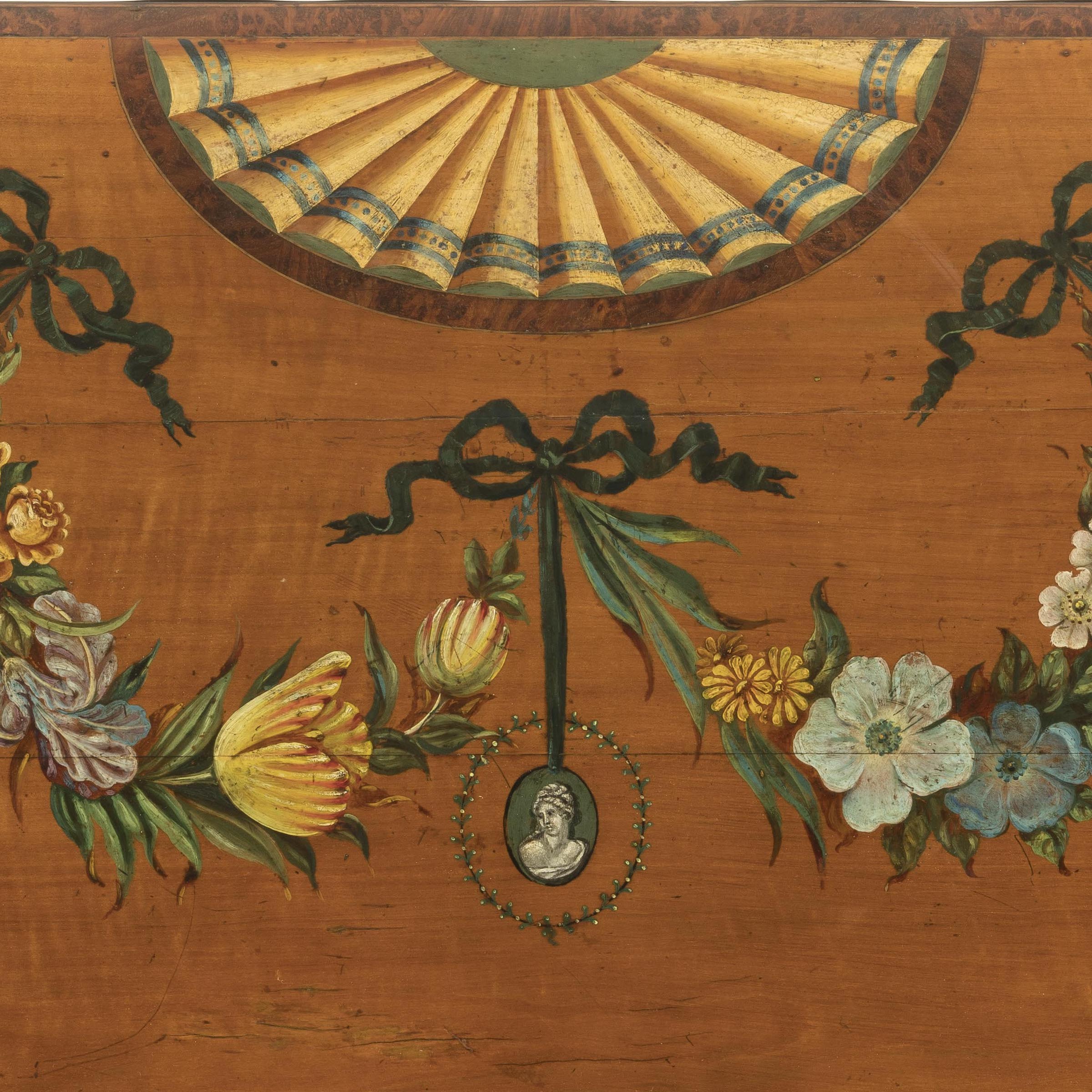 A Fine Pair of Neoclassical Painted Satinwood Console Tables