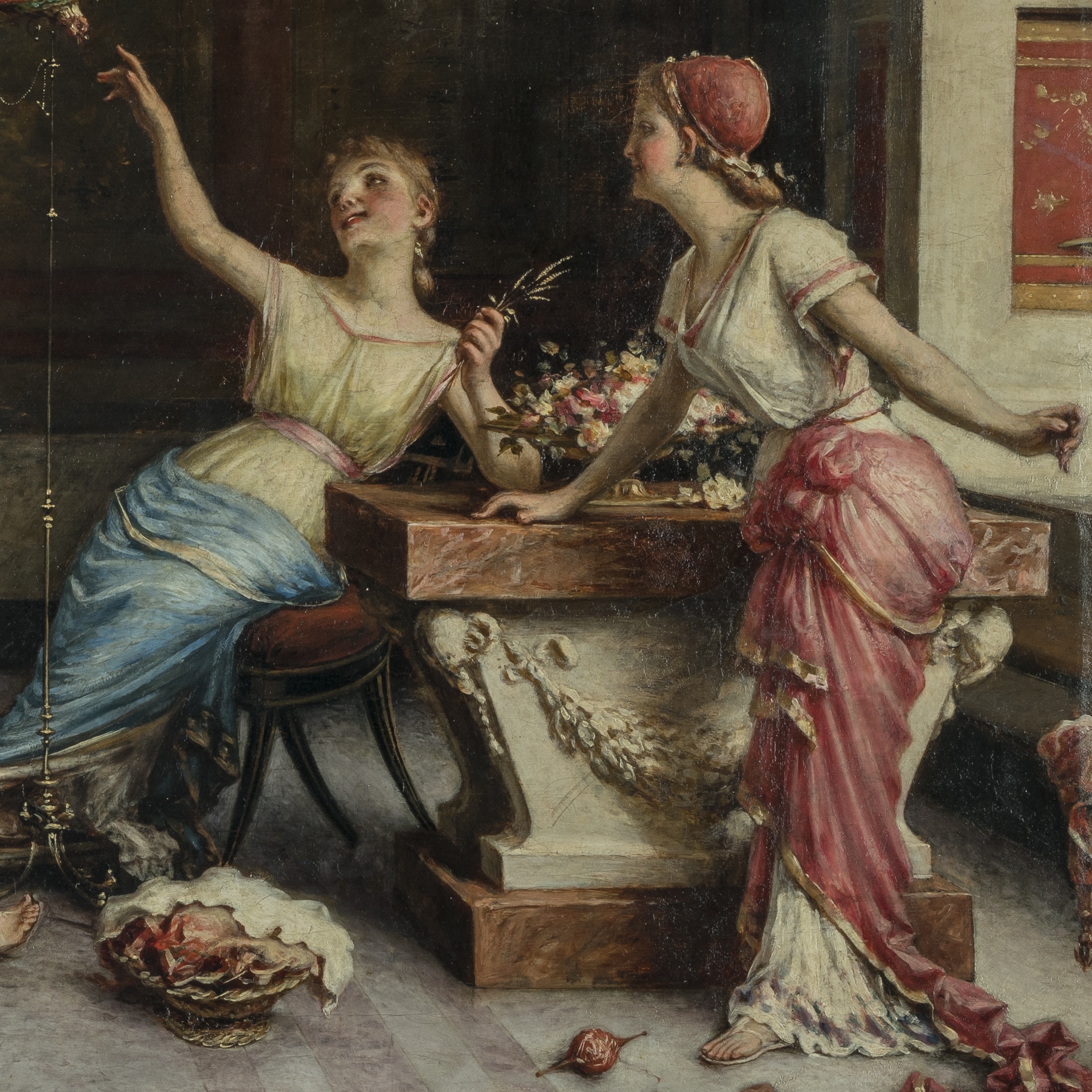 A Pair of Pompeian Interior Scenes by Egisto Sarri