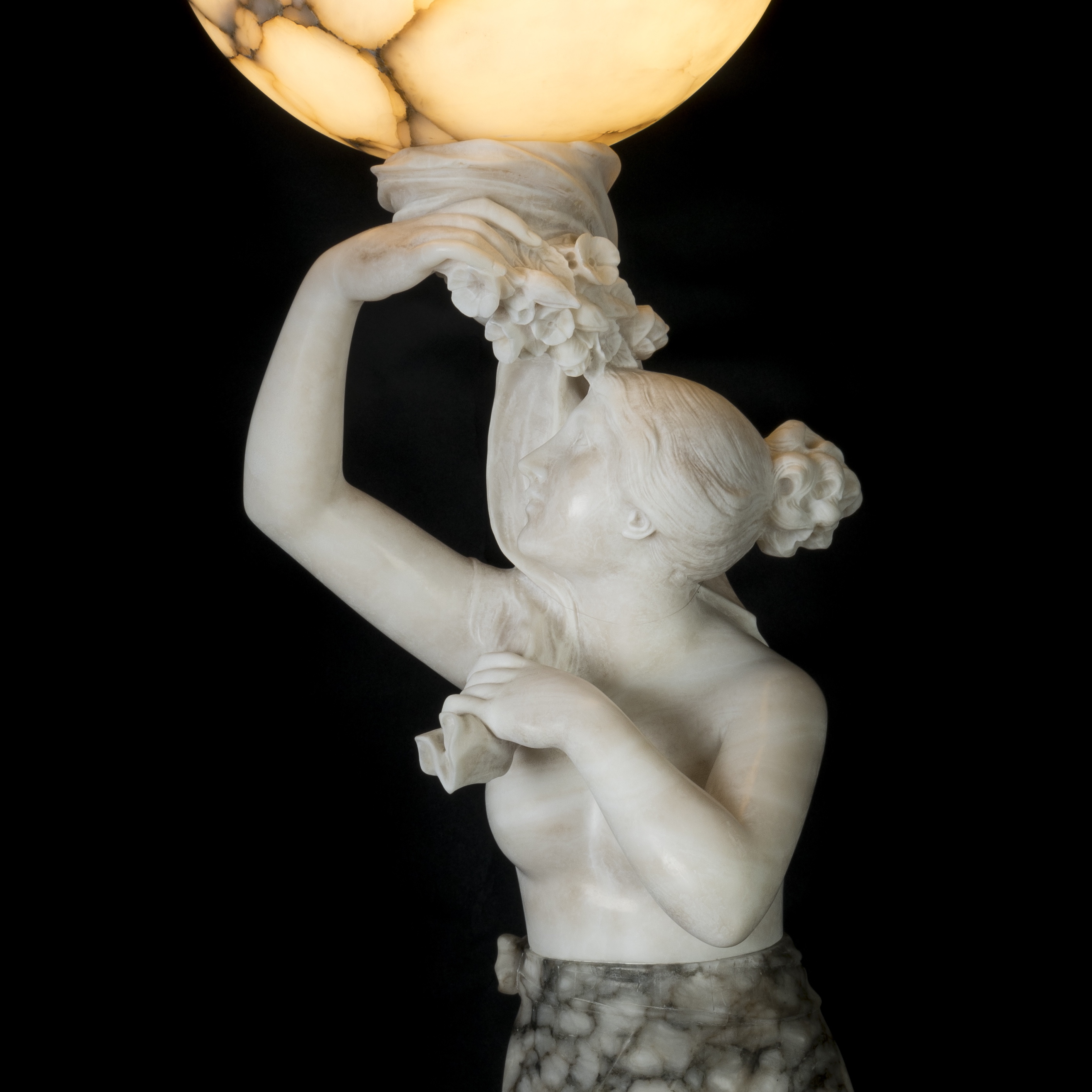 An Italian Figural Alabaster Lamp
