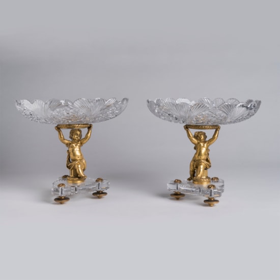 A Pair of French Ormolu and Cut-Crystal Compotes by Baccarat