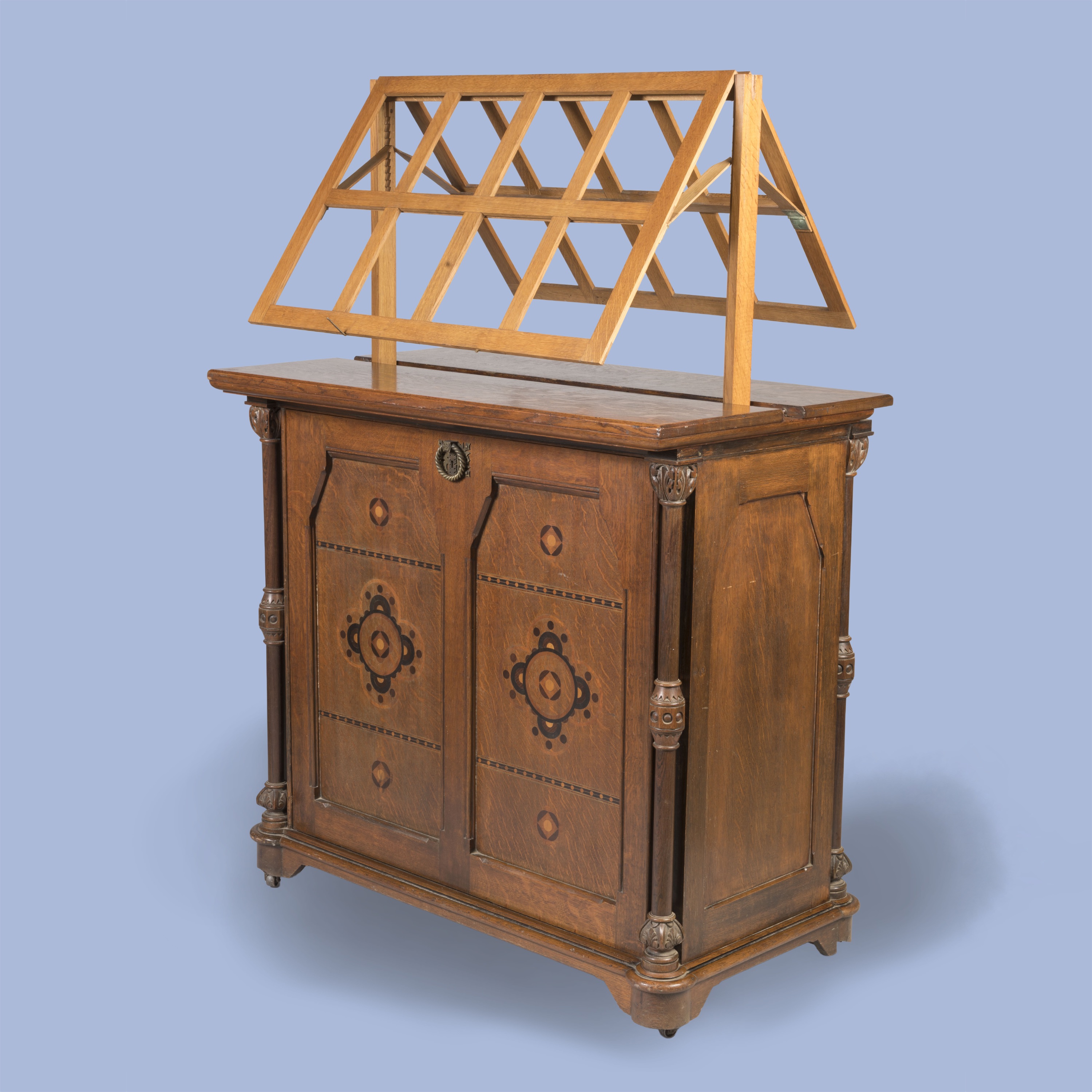 An Unusual Gothic Revival Oak Folio Cabinet