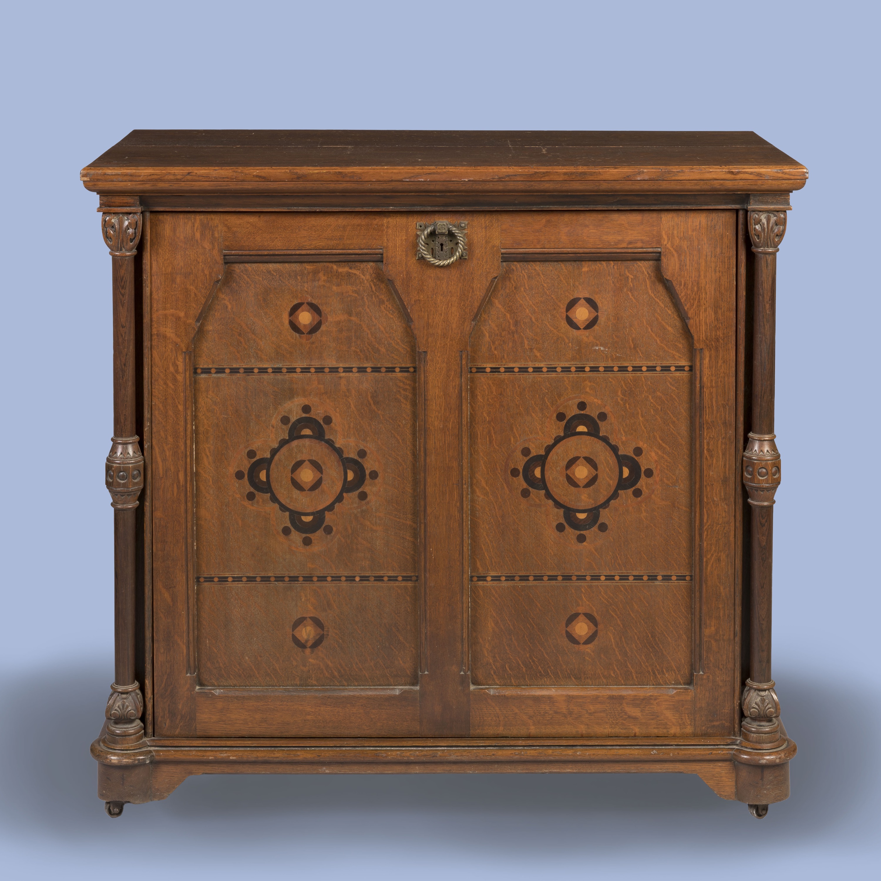 An Unusual Gothic Revival Oak Folio Cabinet