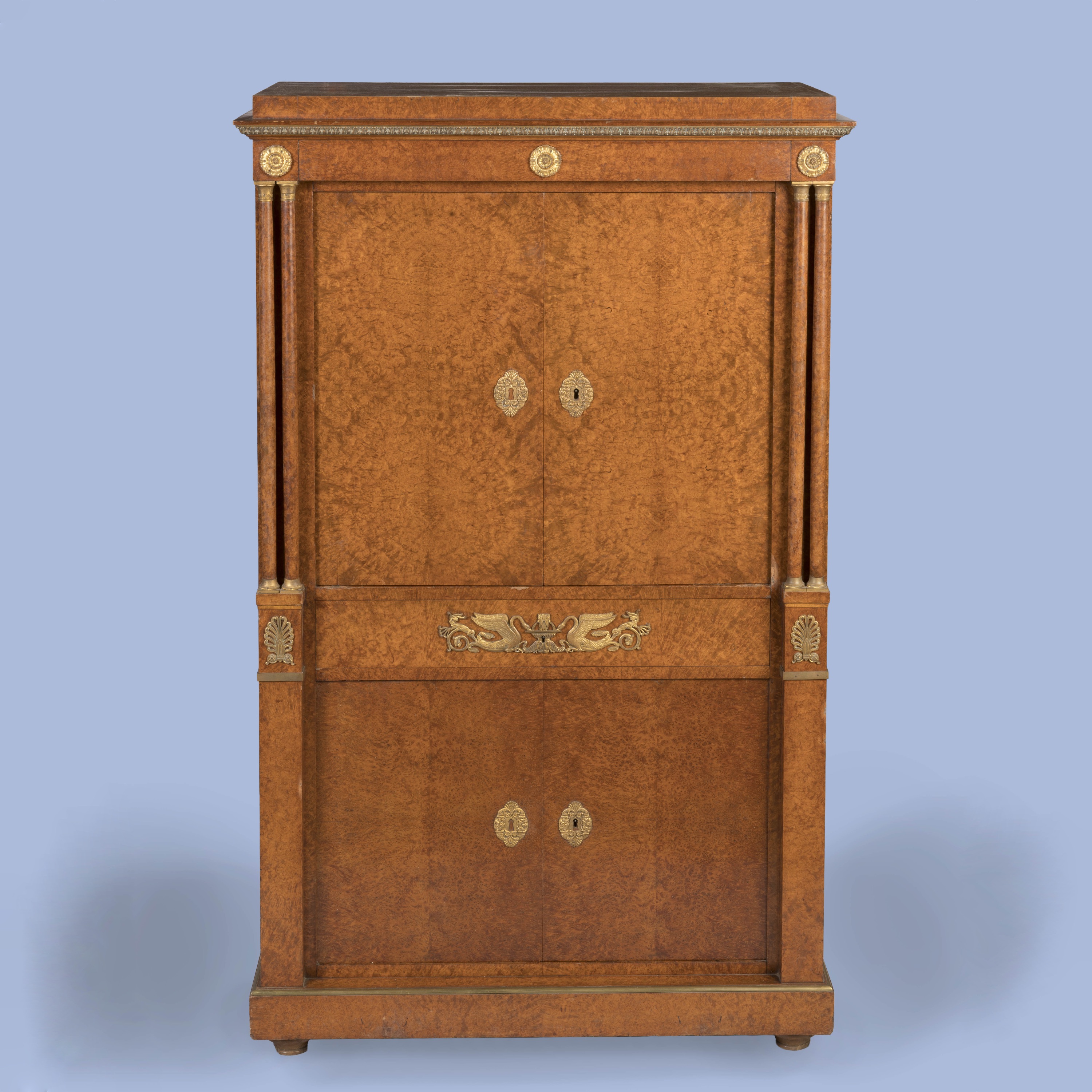 An Empire Style Ormolu-Mounted Amboyna Secrétaire