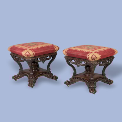 An Unusual Pair of William IV Carved Stools