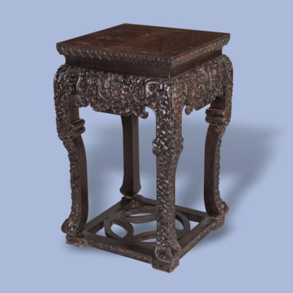 A Highly Carved Chinese Hardwood Stand
