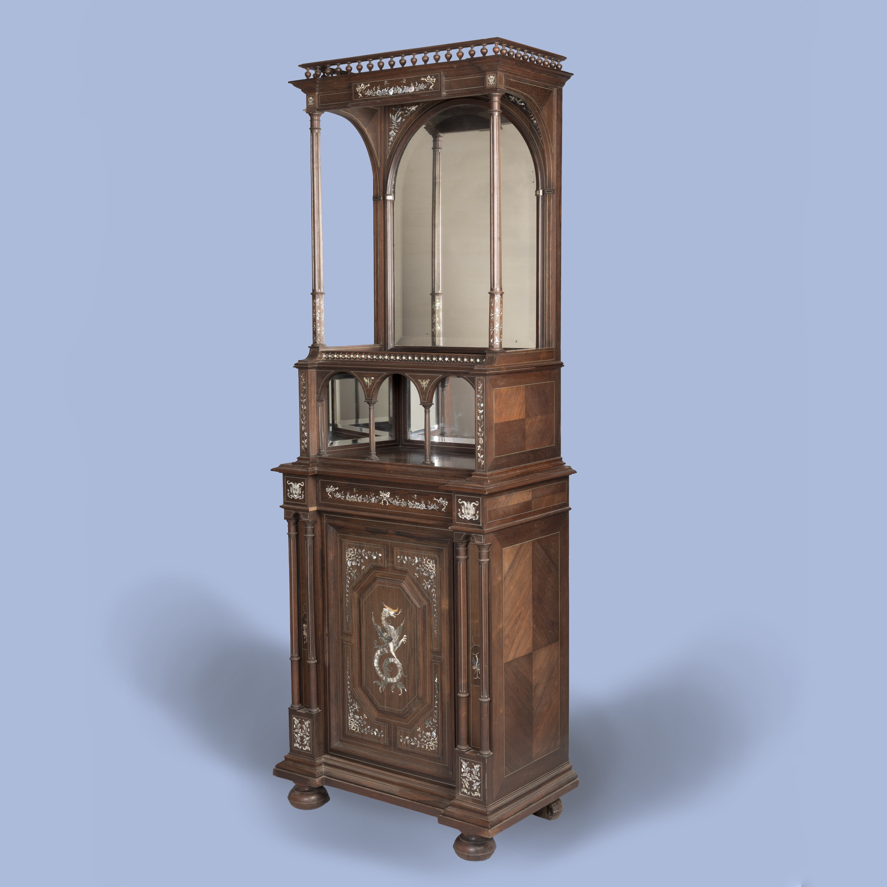 A Mother-of-Pearl & Ivory Inlaid Rosewood Vitrine Cabinet