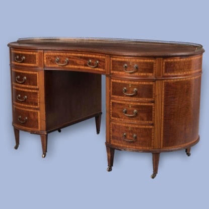 A Late 19th Century Mahogany Kidney-Shaped Desk