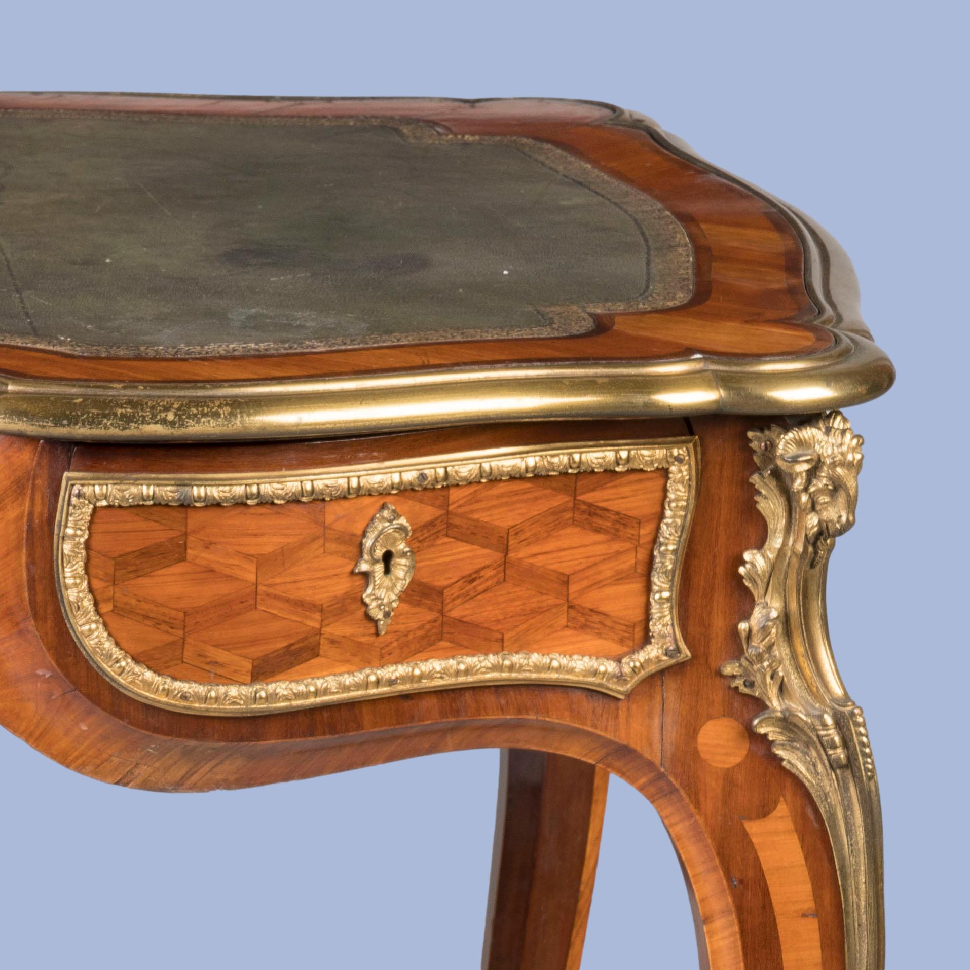 An Elegant Cubed Parquetry Bureau Plat